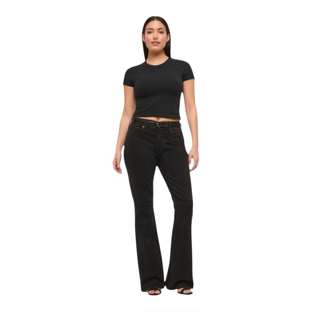 Abercrombie & Fitch Mid Rise Bootcut Curve Love Black Jeans